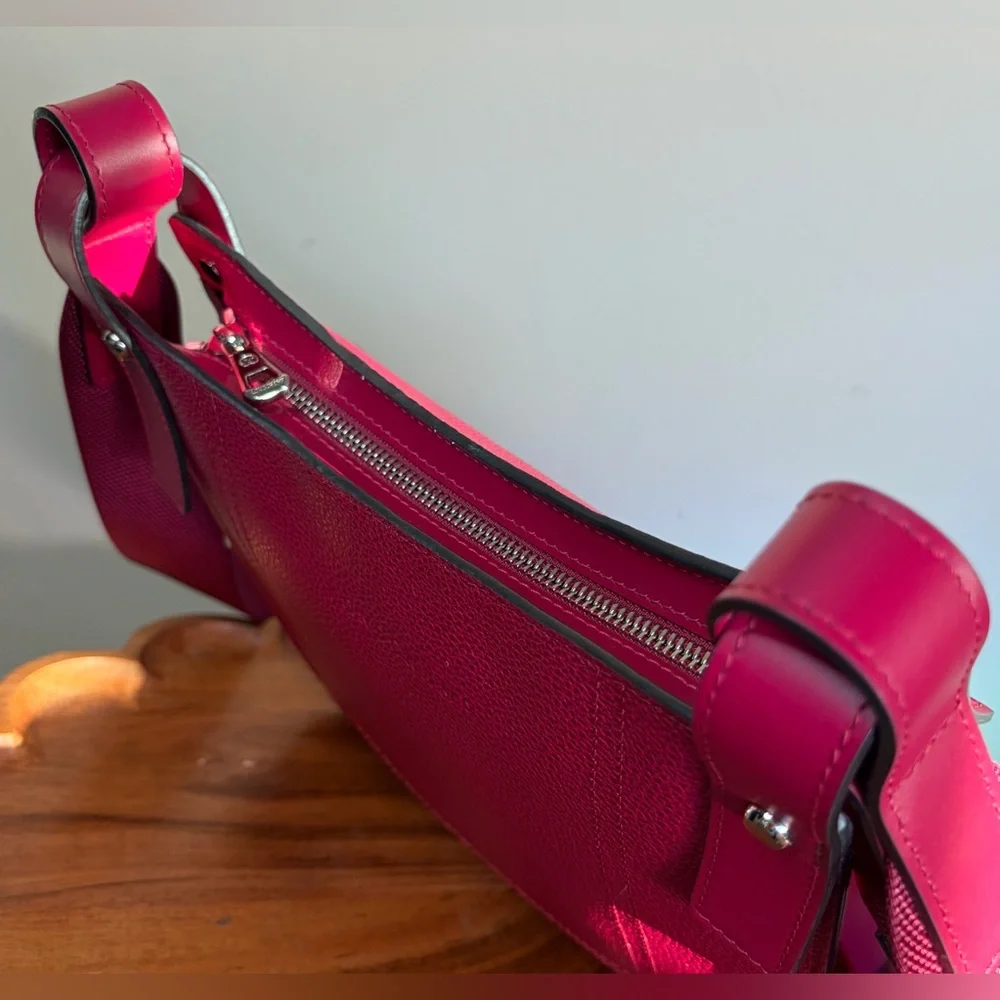 Longchamp Le’Foulonne S Leather Crossbody Beetroot Magenta Like New - Picture 6 of 17